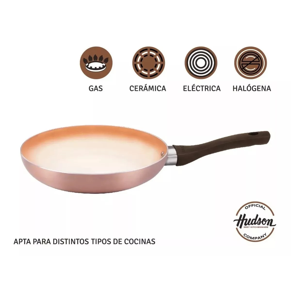 Foto 5 pulgar | Juego 3 Sartenes Hudson Aluminio Espesor 2mm 20/24/26 Cm color Cobre 3 Capas Antiadherente Cerámico