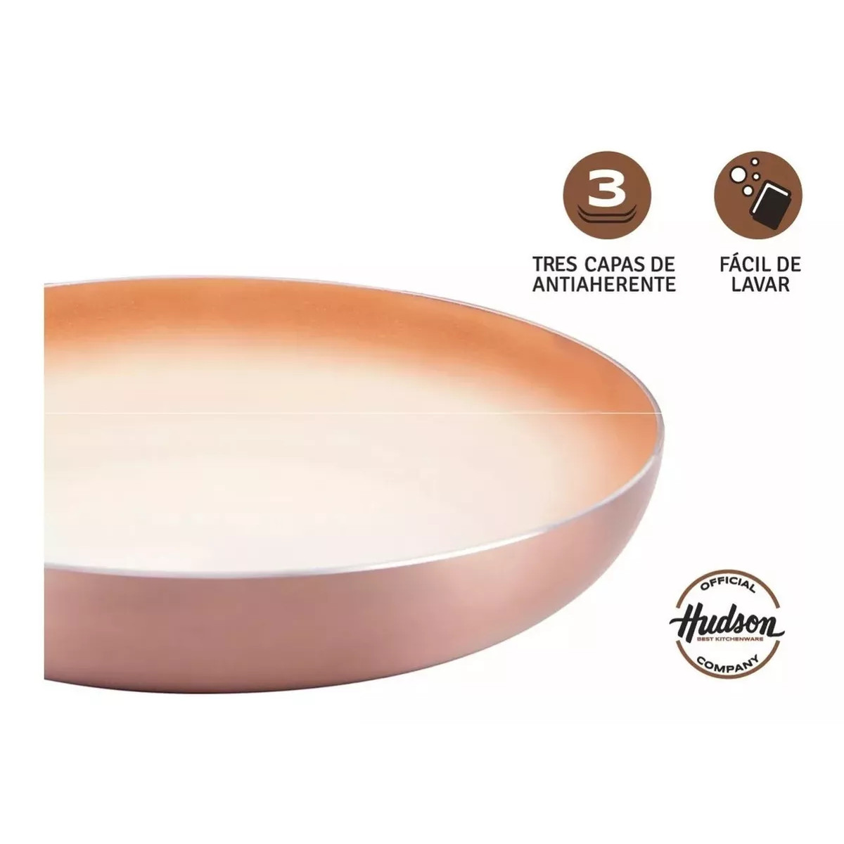 Foto 6 | Juego 3 Sartenes Hudson Aluminio Espesor 2mm 20/24/26 Cm color Cobre 3 Capas Antiadherente Cerámico