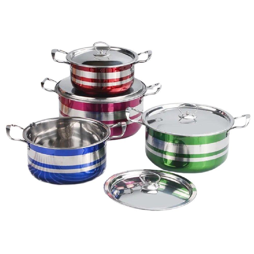 Juego De Batería De Cocina De Acero Inoxidable En 4 Colores