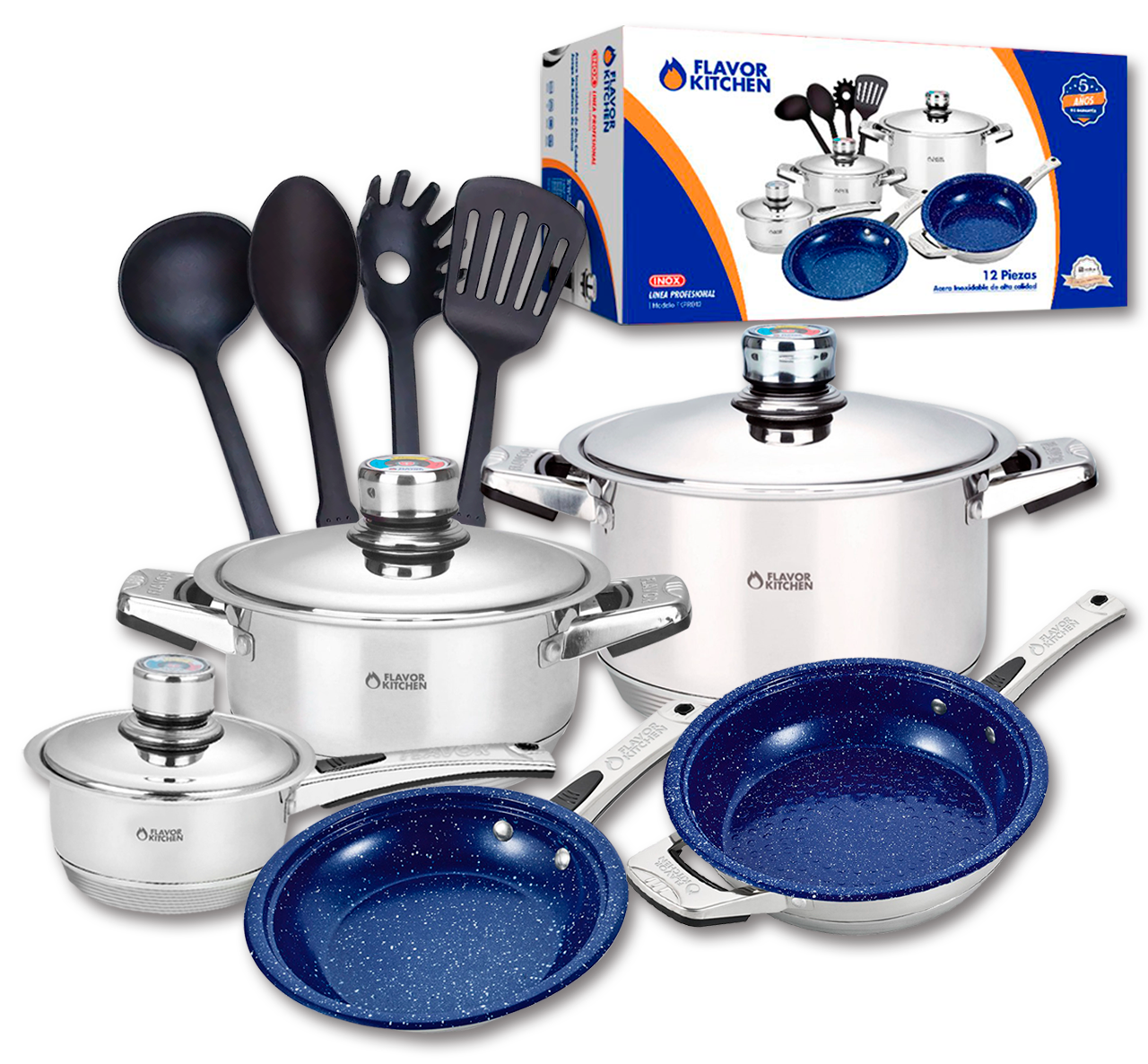 Batería de Cocina Flavor Kitchen Profesional 12 Piezas