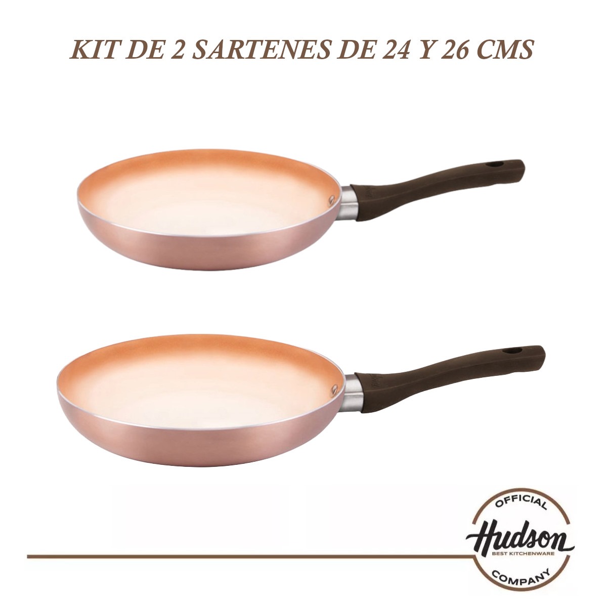 Foto 2 | 2 Sartenes Hudson Aluminio 24/26cm Color Cobre Antiadherente