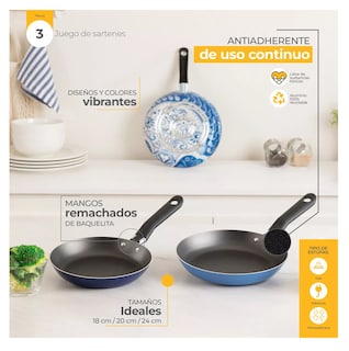 Foto 5 | Set De 3 Sartenes Facil Limpieza Ekco Blue
