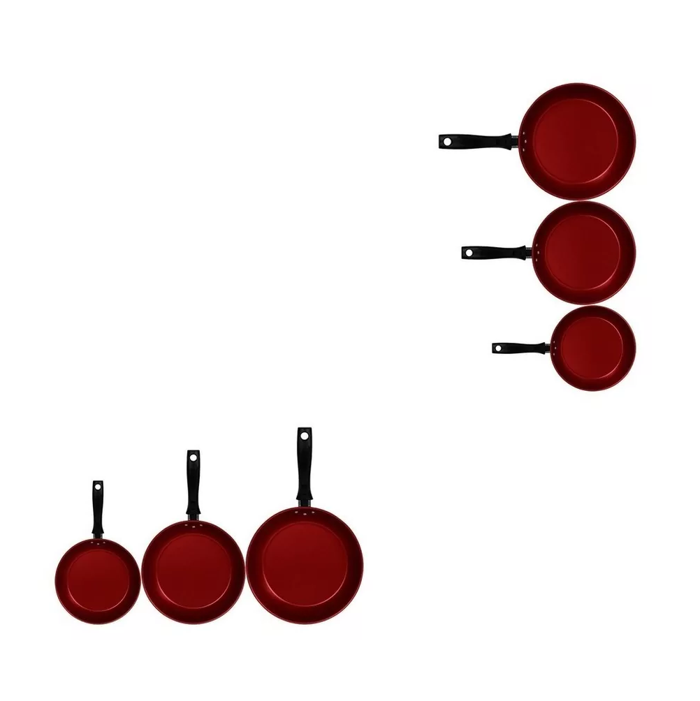 Foto 4 | Set De Tres Sartenes Antiadherente Color Rojo Granito