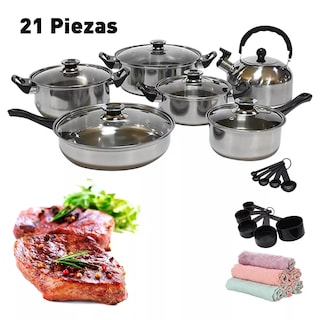 Foto 3 | Batería de Cocina Cacerolas y Sarten 21 Pzs Acero Inoxidable Plata