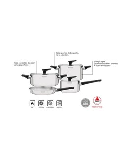 Foto 4 | Bateria De Cocina Tramontina Grano 7 Piezas