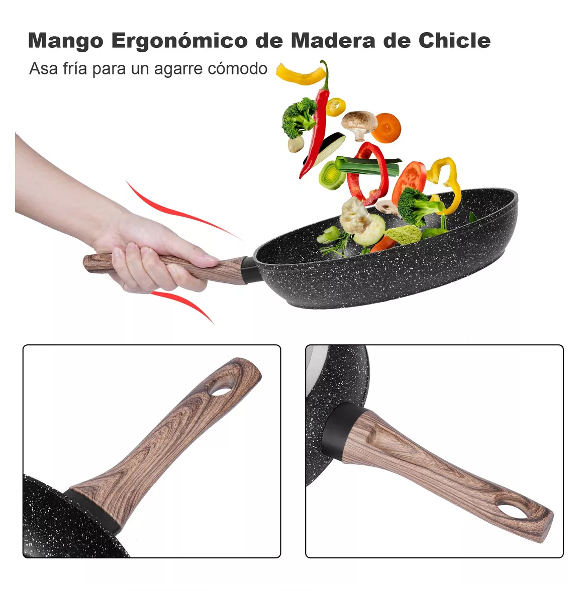 Foto 5 pulgar | Juego de 3 Sartenes con Revestimiento Antiadherente Negro