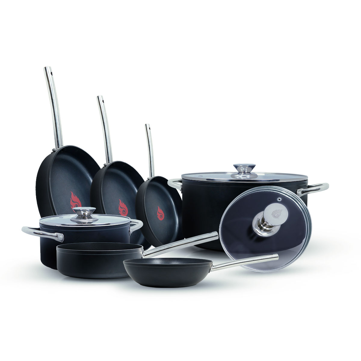 Bateria De Cocina Titan Black De Titanio 20 Pzas Juego Con Sartenes Y Ollas