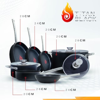 Foto 3 | Bateria De Cocina Titan Black De Titanio 20 Pzas Juego Con Sartenes Y Ollas