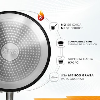 Foto 8 | Bateria De Cocina Titan Black De Titanio 20 Pzas Juego Con Sartenes Y Ollas