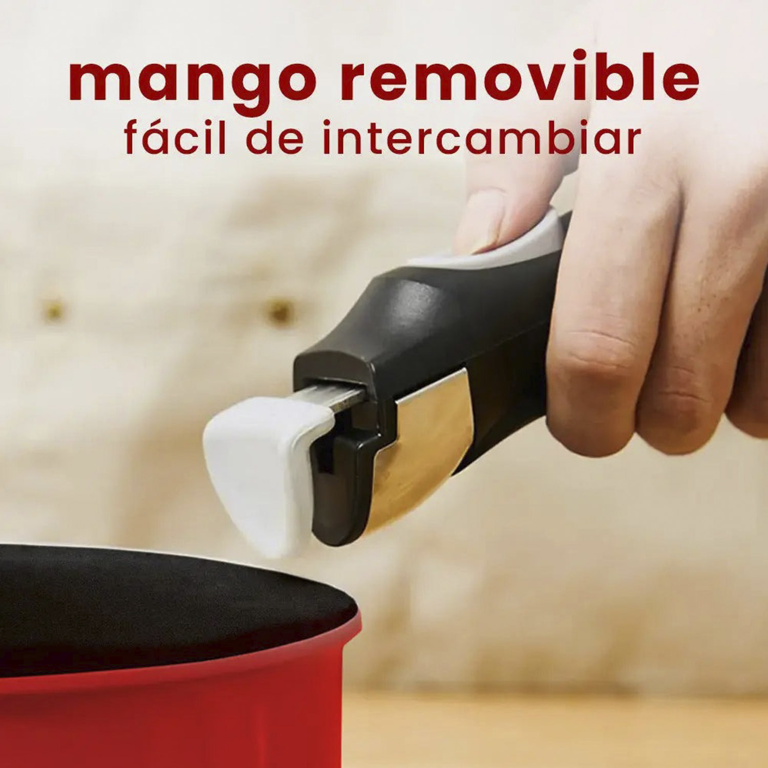 Foto 5 pulgar | Set De 3 Sartenes Antiadherente Con Mango Removible Y Tapa