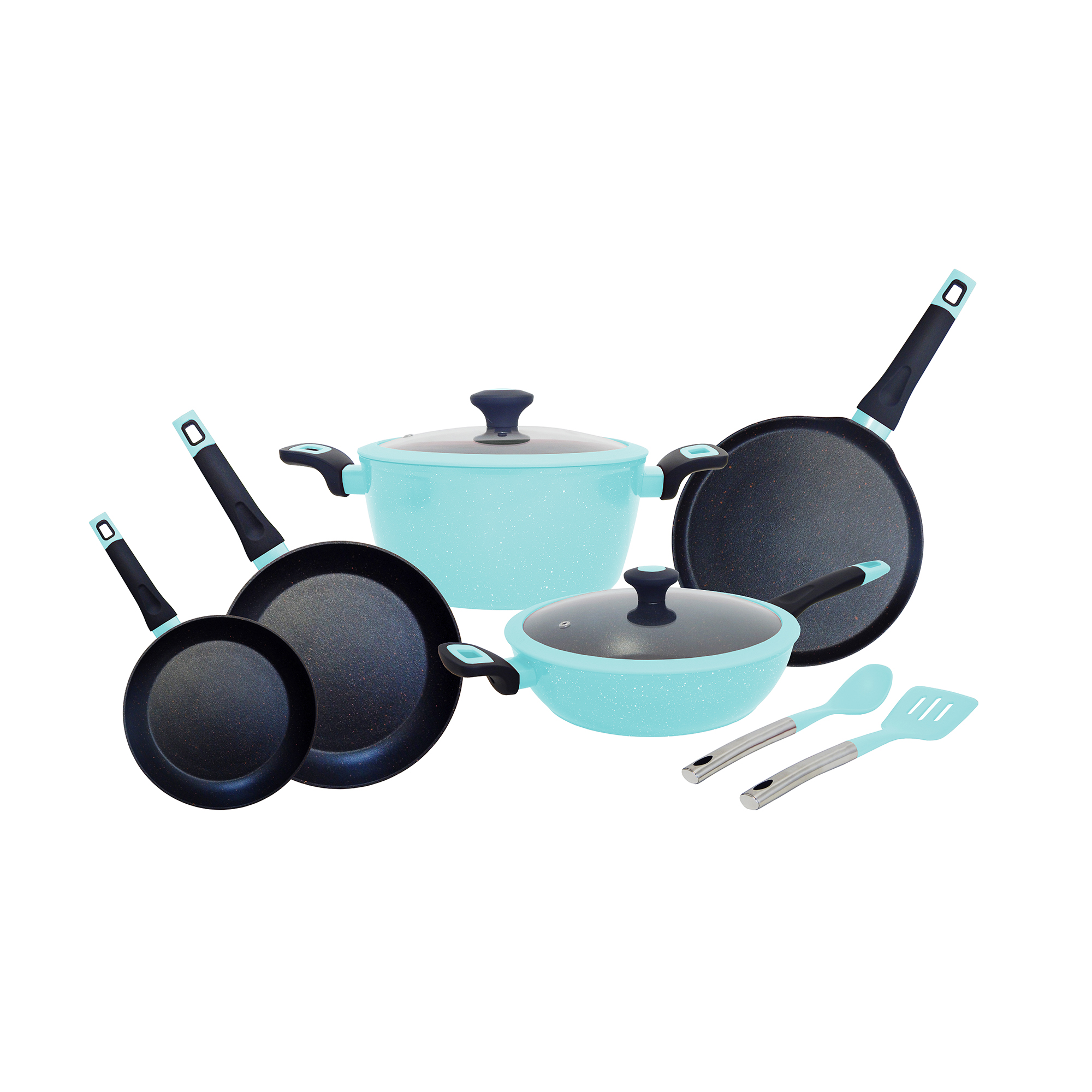 Batería De Cocina Foode Set 9 Piezas Color Azul