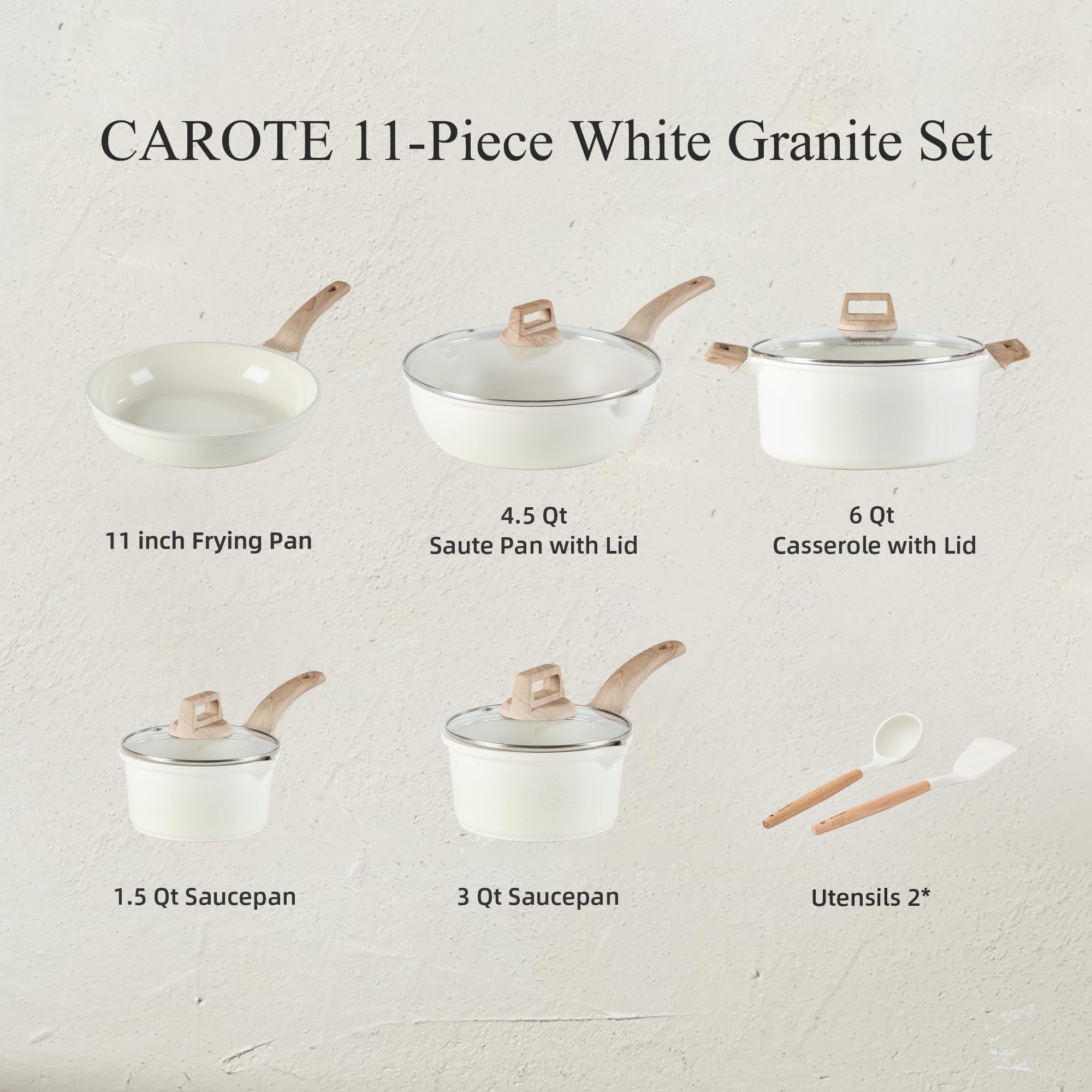 Foto 2 | Set De Utensilios De Cocina Carote, Cerámica, Antiadherente, 11 Piezas, Para Inducción - Venta Internacional.
