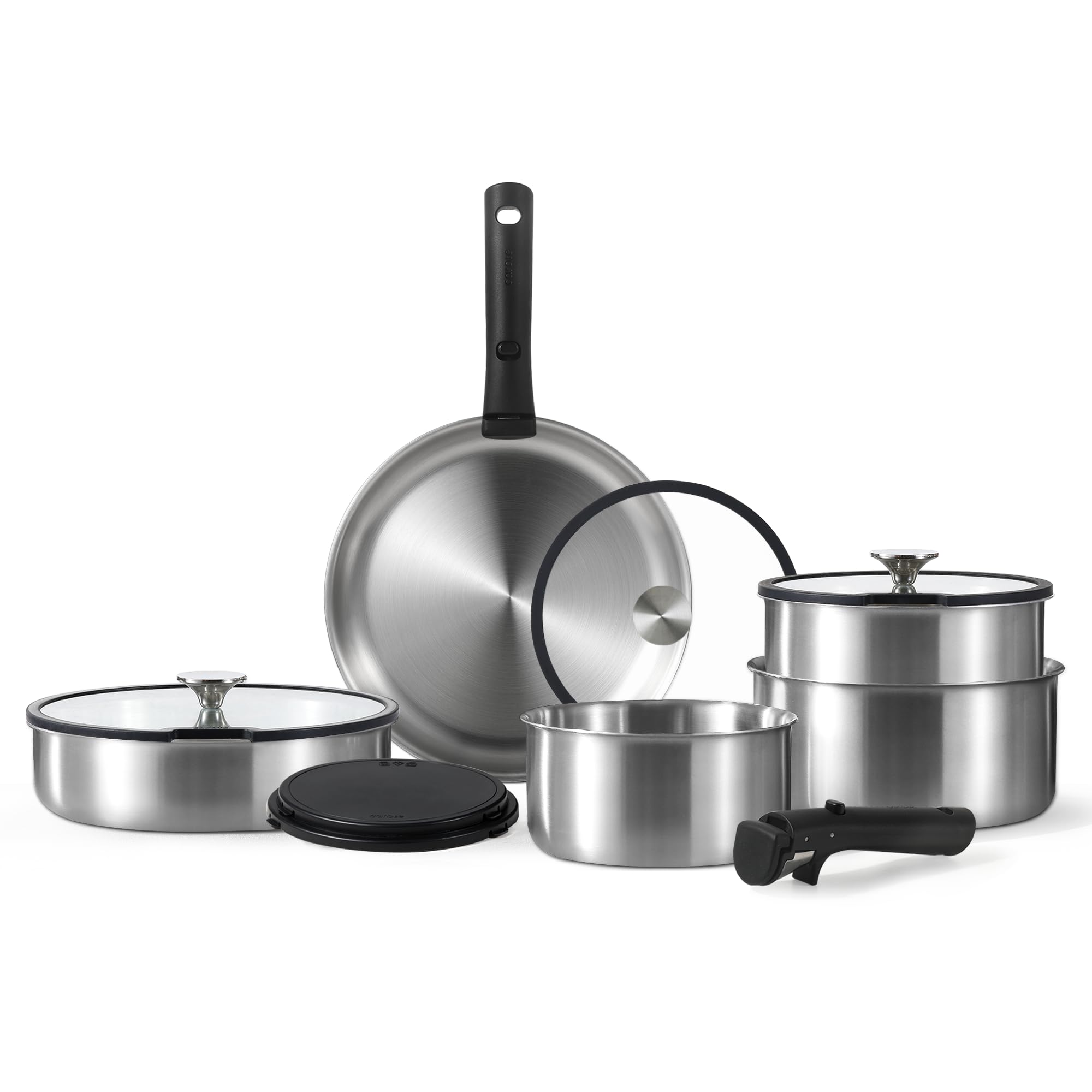 Juego De Utensilios De Cocina Carote De Acero Inoxidable, 12 Piezas, Negro De Inducción - Venta Internacional.