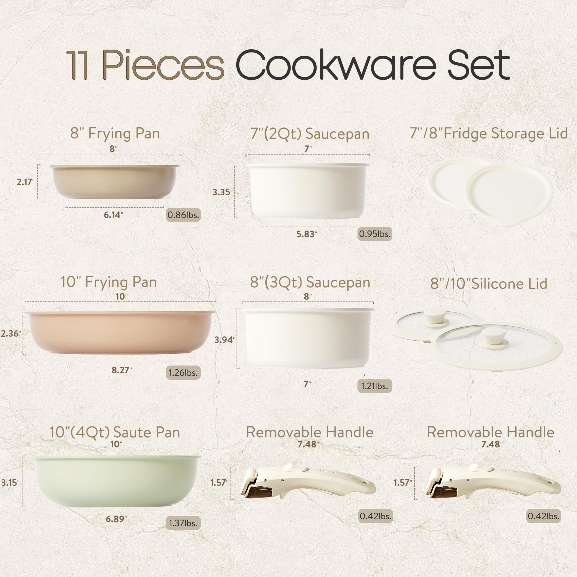 Foto 3 pulgar | Juego De Utensilios De Cocina Carote, 11 Piezas, Antiadherentes Con Asas Desmontables - Venta Internacional.