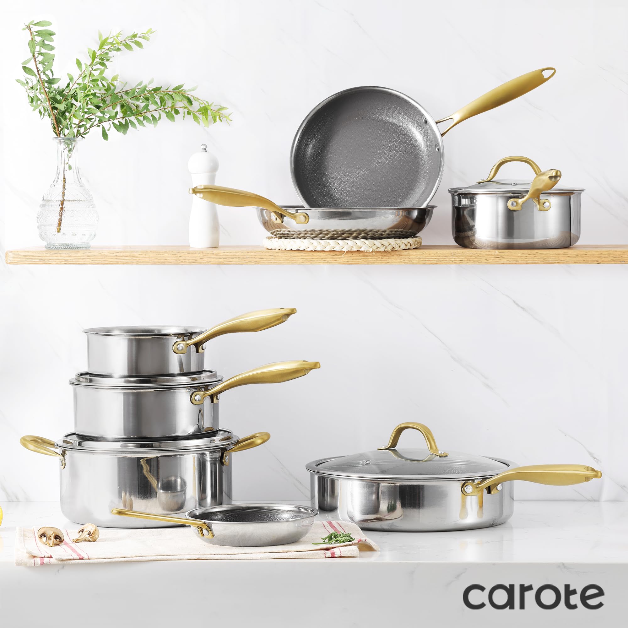 Foto 7 | Juego De Utensilios De Cocina Carote Ceramic Tri-ply De Acero Inoxidable, 10 Piezas - Venta Internacional.