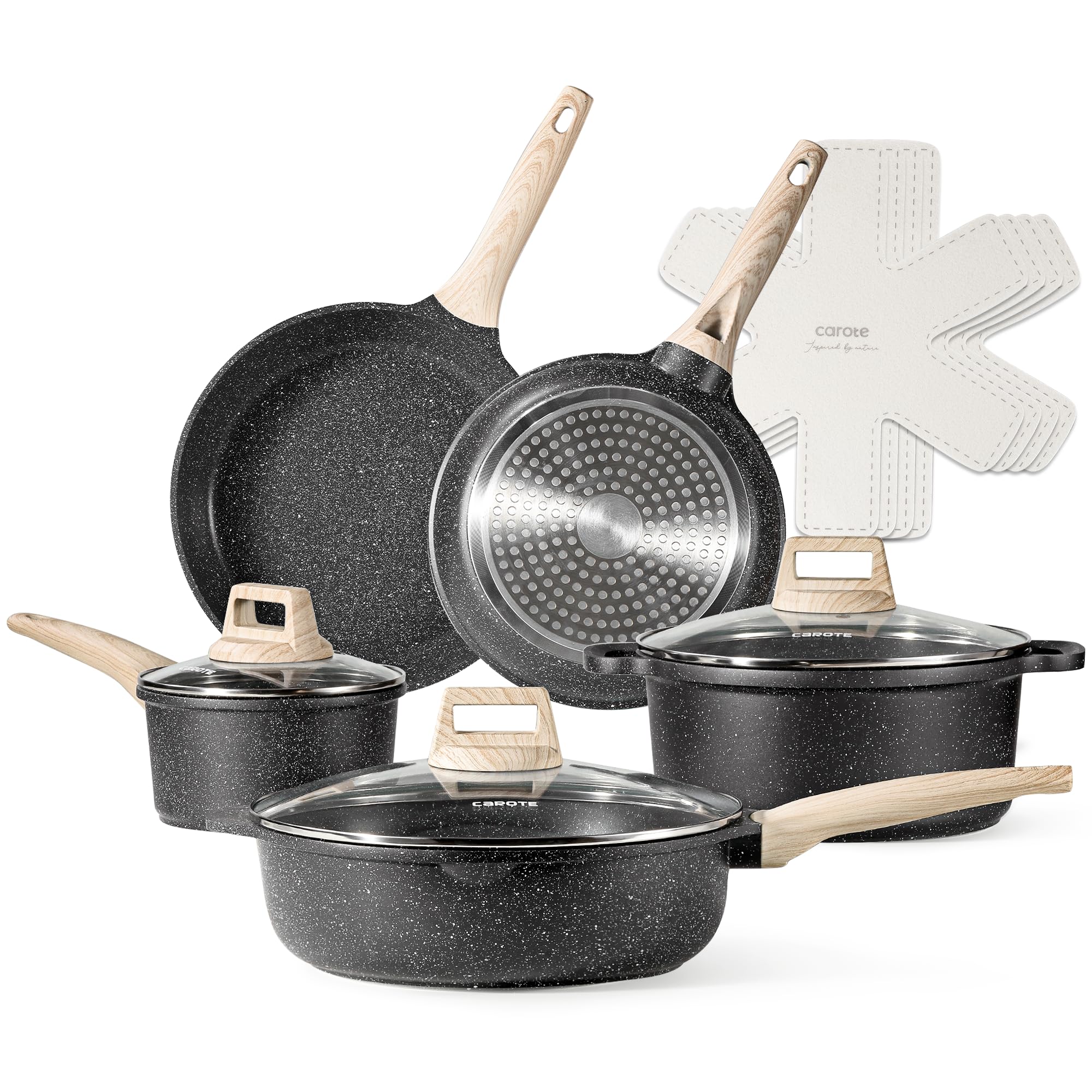 Juego De Utensilios De Cocina Carote, Antiadherente, 12 Piezas, Granito De Inducción - Venta Internacional. $3,206