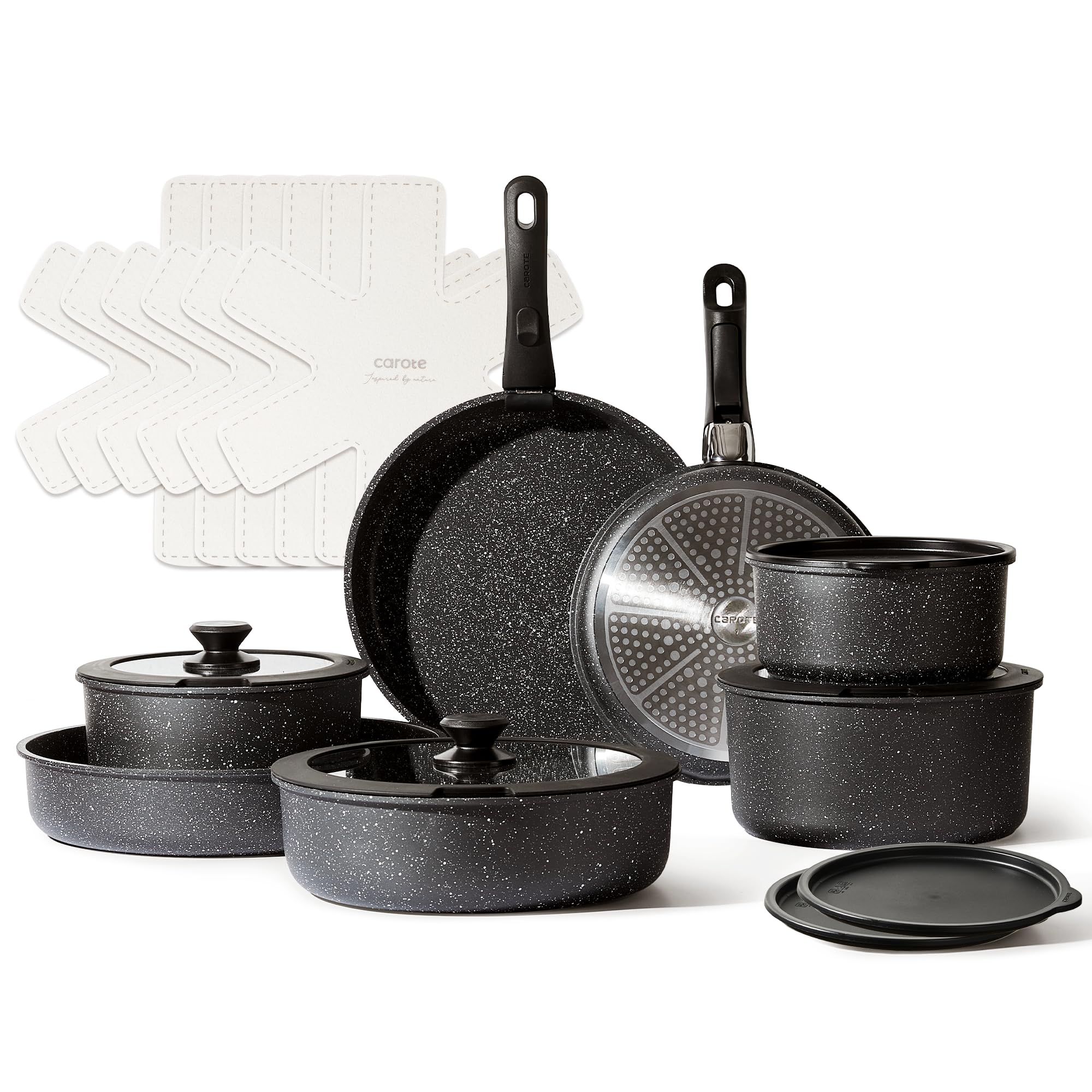 Foto 1 | Juego De Utensilios De Cocina Carote 21 Piezas Con Mango Desmontable Antiadherente Negro - Venta Internacional.