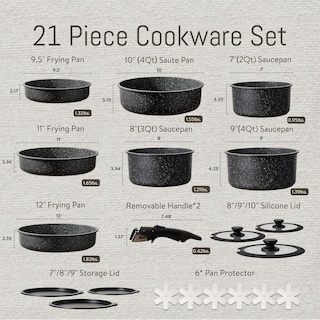 Foto 2 | Juego De Utensilios De Cocina Carote 21 Piezas Con Mango Desmontable Antiadherente Negro - Venta Internacional.