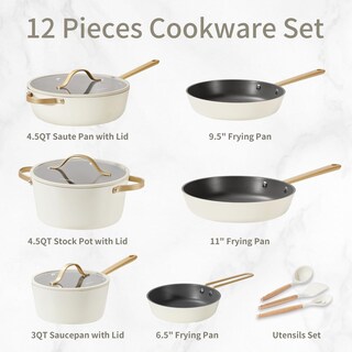 Foto 7 | Juego De Utensilios De Cocina Carote Saudi Collection, 12 Unidades, Crema Antiadherente - Venta Internacional.