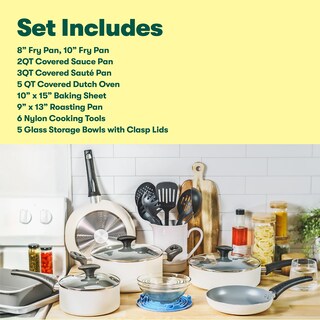 Foto 3 | Juego De Utensilios De Cocina Antiadherentes - Bella - Con Tapas De Vidrio - Venta Internacional.