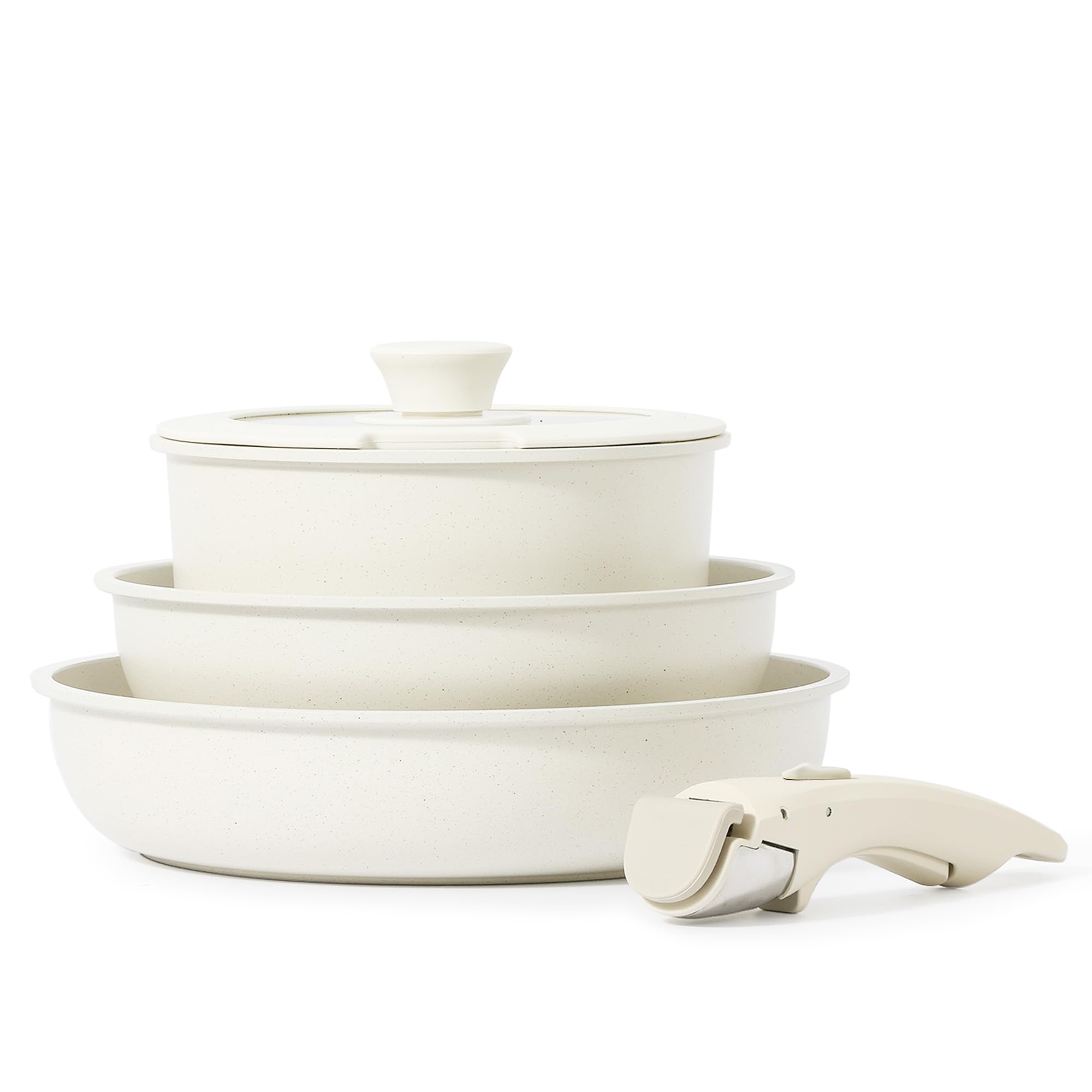 Foto 1 | Juego De Utensilios De Cocina Carote Antiadherentes Con Mango Extraíble, 5 Unidades, Color Blanco - Venta Internacional
