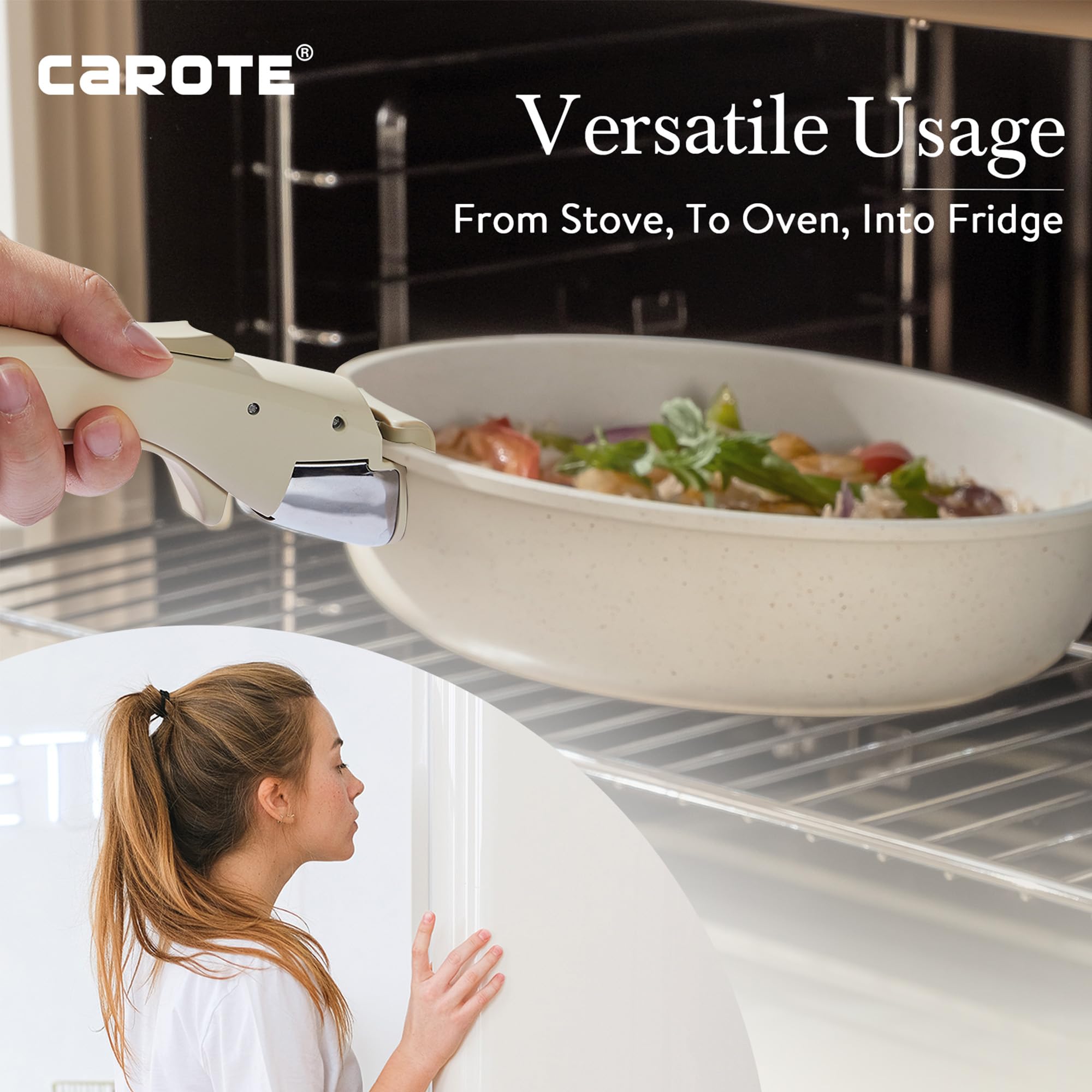 Foto 5 | Juego De Utensilios De Cocina Carote Antiadherentes Con Mango Extraíble, 5 Unidades, Color Blanco - Venta Internacional