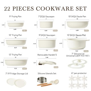 Foto 2 | Juego De Utensilios De Cocina Carote, 22 Piezas, Antiadherentes Con Mango Desmontable - Venta Internacional.