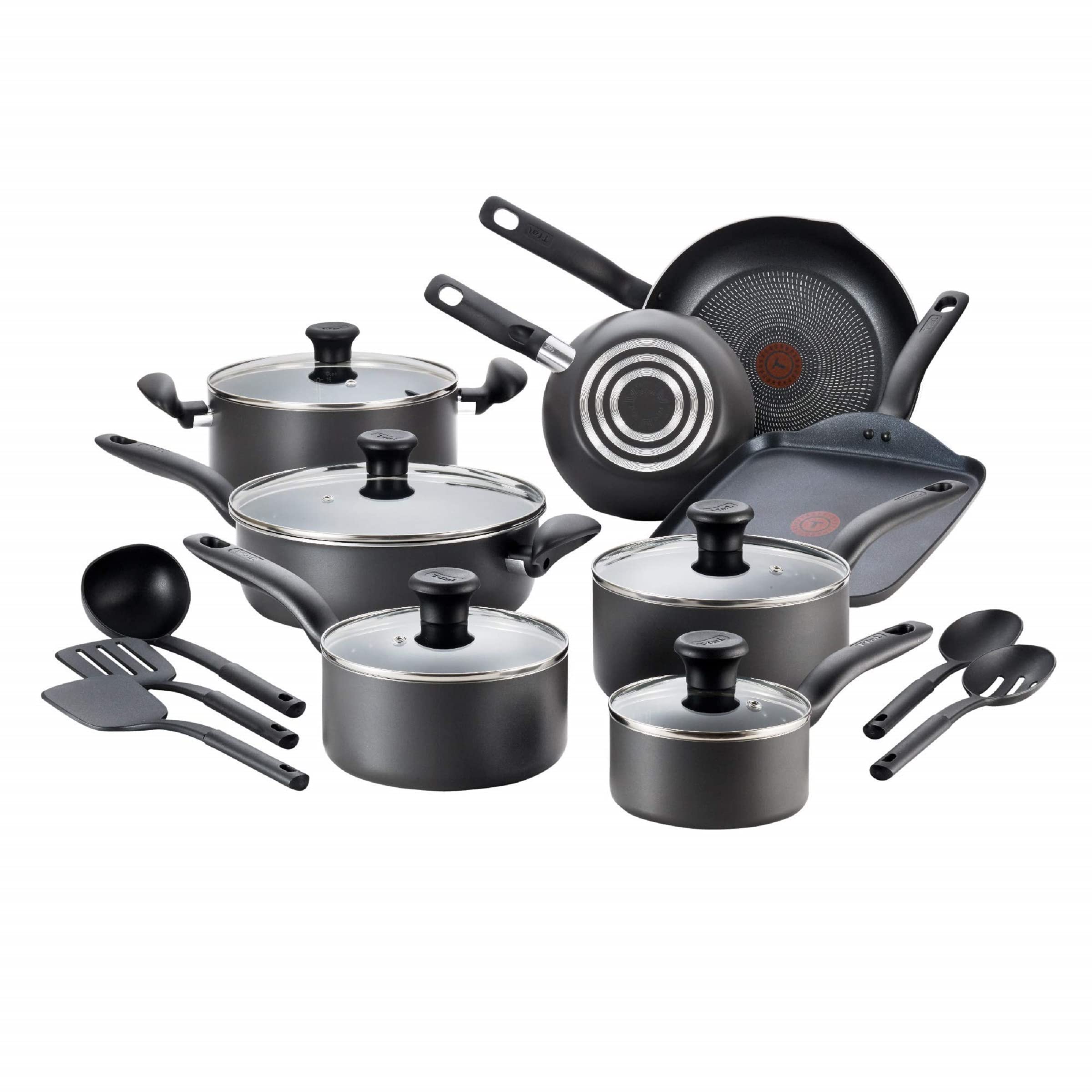 Juego De Utensilios De Cocina T-fal Initiatives, Antiadherentes, 18 Piezas, Aptos Para Horno - Venta Internacional.