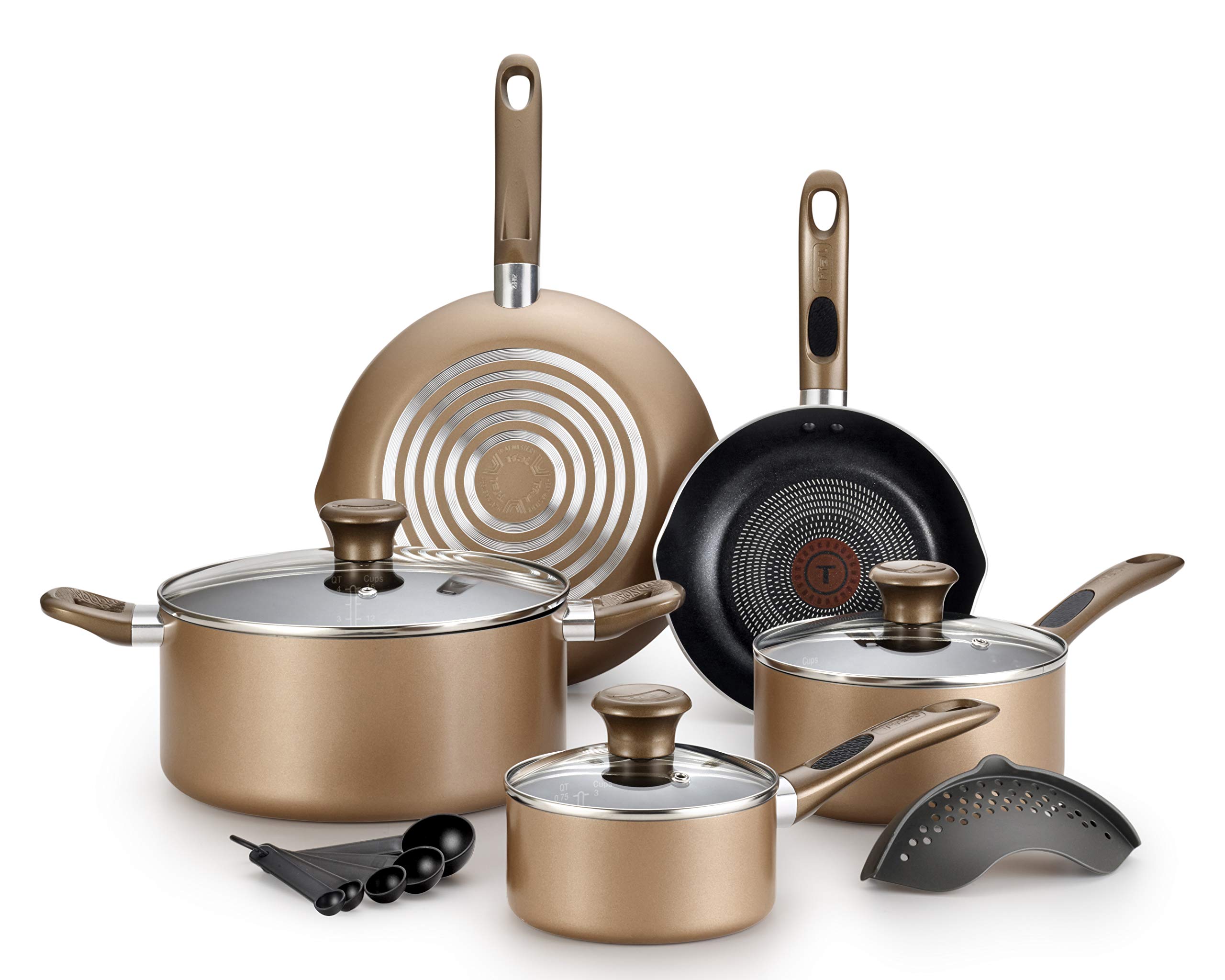 Juego De Utensilios De Cocina T-fal Excite Proglide, Antiadherente, 14 Piezas, Bronce - Venta Internacional.