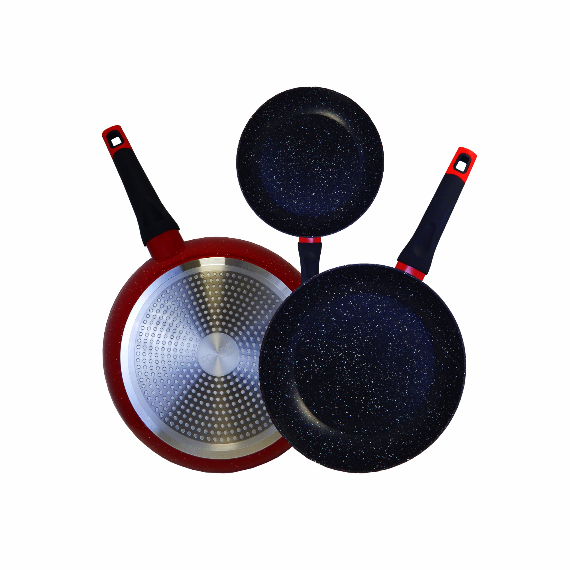 Juego De 3 Sartenes Rojo/negro Mod Fde01171