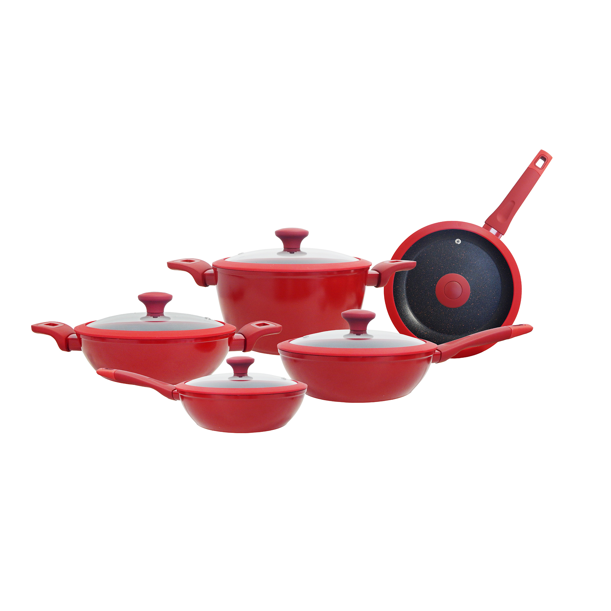 Batería De Cocina Foode  Roja 10 Piezas