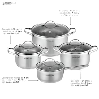 Foto 8 | Batería De Cocina Kochstelle Acero Inoxidable 18/10 De 8 Piezas