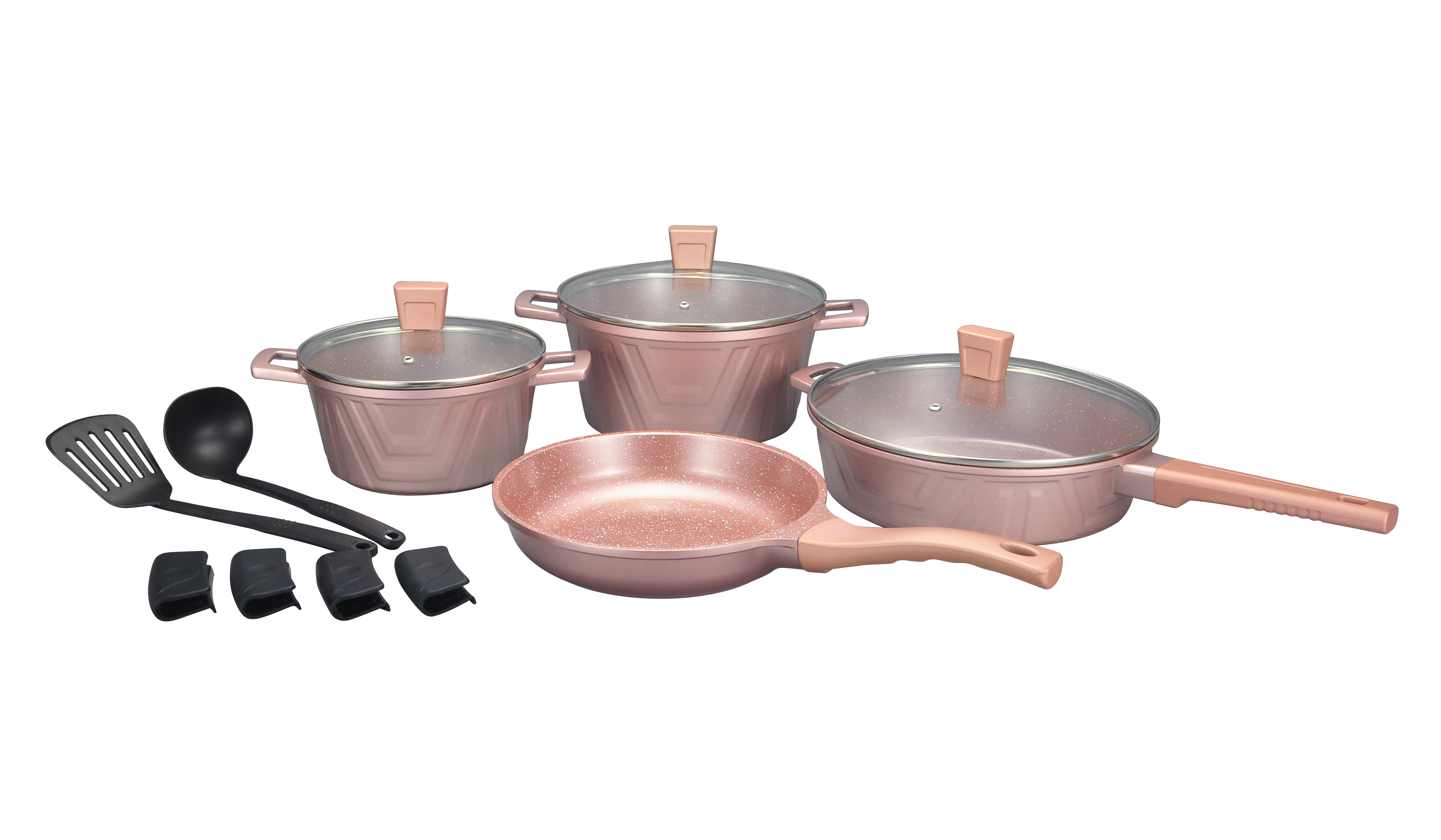 Batería De Cocina Kochstelle Modern Basics 13 Pzas. Antiadherente Mármol Color Rosa