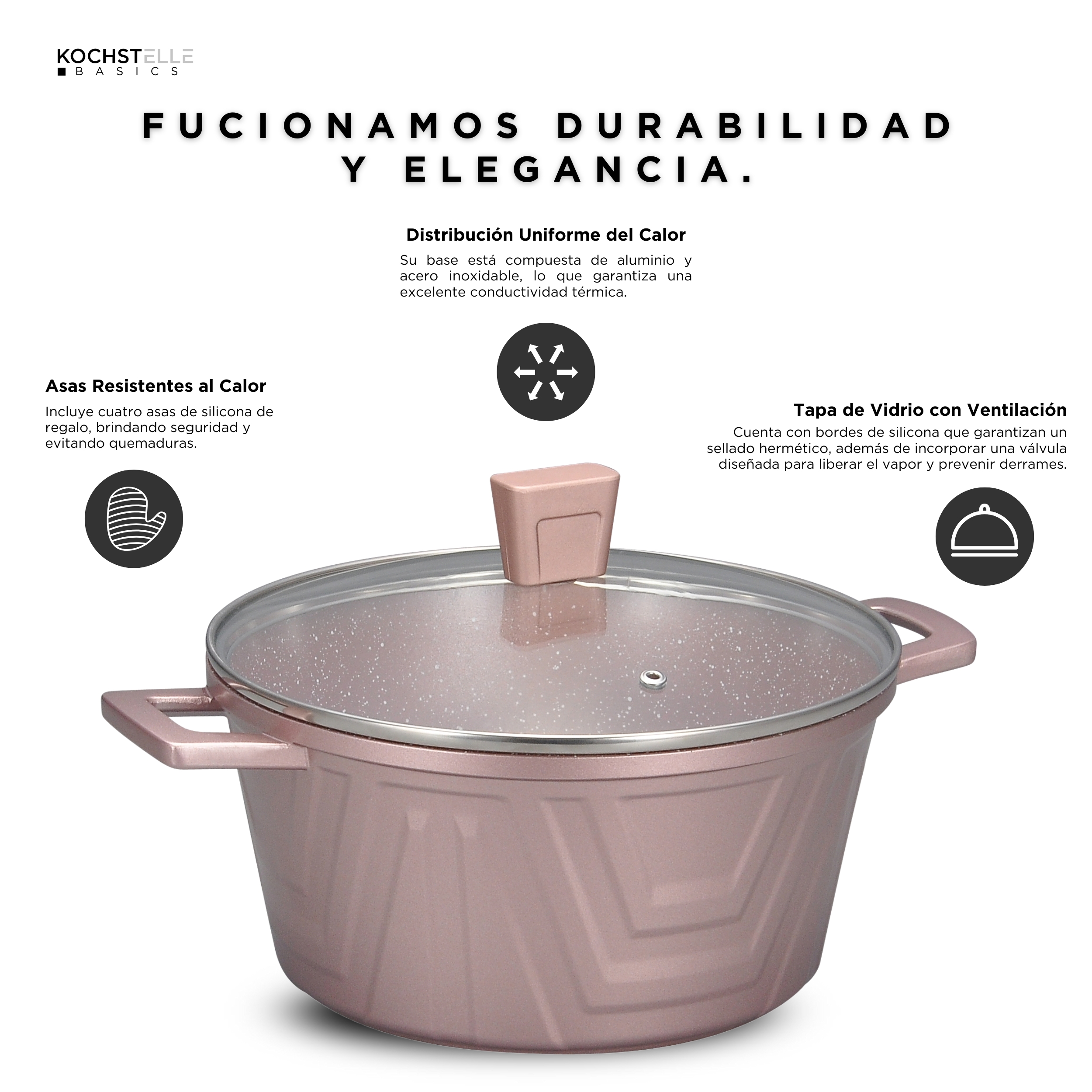 Foto 7 | KOCHSTELLE Batería de Cocina Modern Color Rosa Antiadherente de 13 piezas