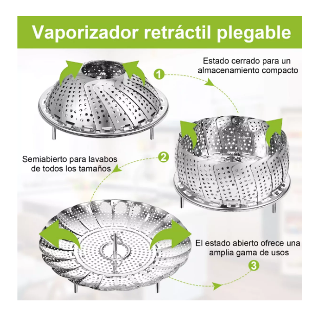 Foto 4 pulgar | Vaporera De Acero Inoxidable De Plegable, 29cm