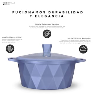 Foto 7 | Batería De Cocina Kochstelle Serenity Azul Con Mámol Antiadherente 13 Piezas.