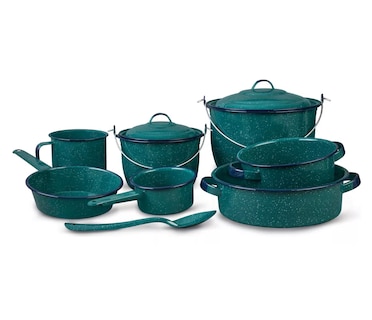 Foto 5 | Batería de Cocina de Acero Vitrificado Cinsa Jaspeado Verde Aqua 10 Piezas