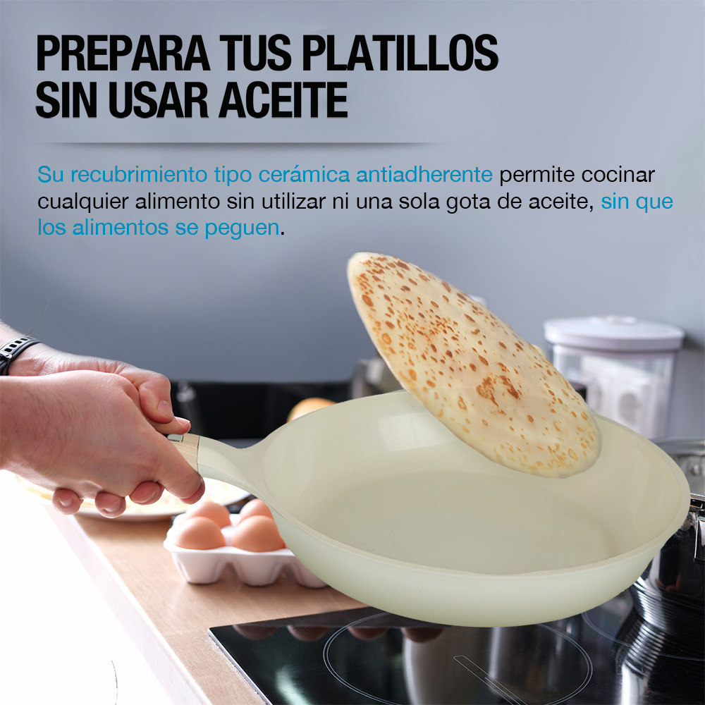 Foto 4 pulgar | Batería De Cocina Antiadherente Con Cubierta De Cerámica 10 Piezas, Casa Litus, Color Blanco