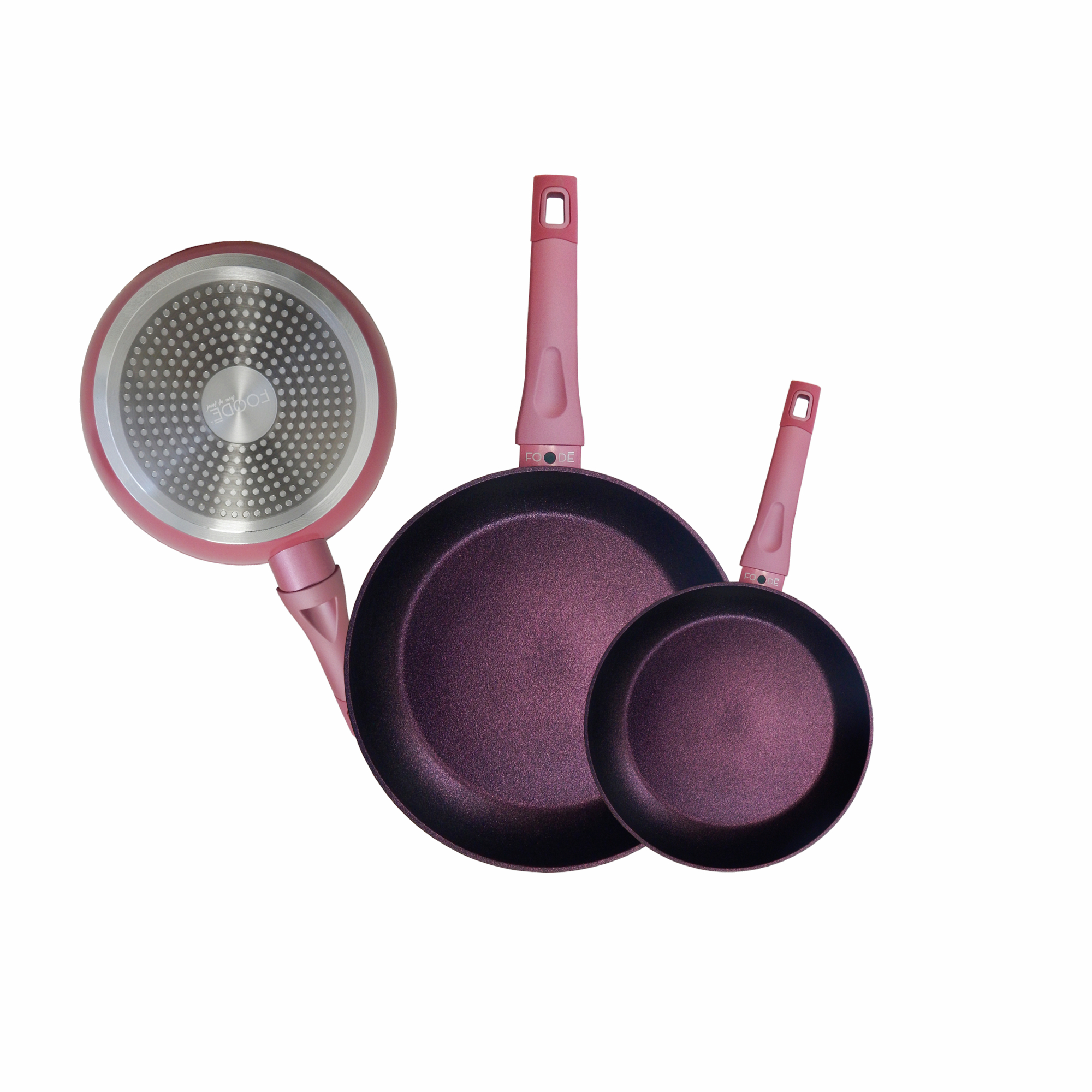 Juego De Sartenes Foode Rosa Tornasol Mod Fde-03016