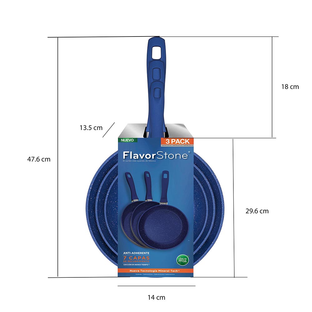 Foto 5 pulgar | Juego De Sartenes Antiadherentes Flavorstone 20, 24 Y 28 Cm103714