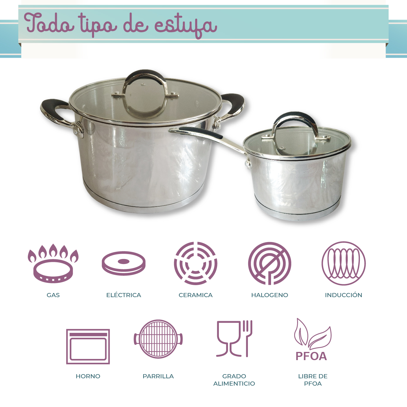 Foto 5 | Batería Rd Royal Cook Acero Inoxidable C/tapa 7 Piezas