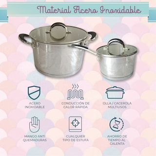 Foto 7 | Batería Rd Royal Cook Acero Inoxidable C/tapa 7 Piezas