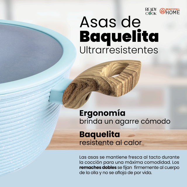 Foto 4 pulgar | Batería De Cocina Ready Cook De Mármol Antiadherente Azul 6 Pzas