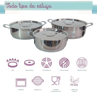Foto 4 | Batería Rd Royal Cook Acero Inoxidable C/tapa 6 Piezas