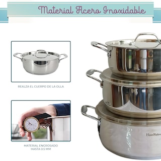 Foto 5 | Batería Rd Royal Cook Acero Inoxidable C/tapa 6 Piezas