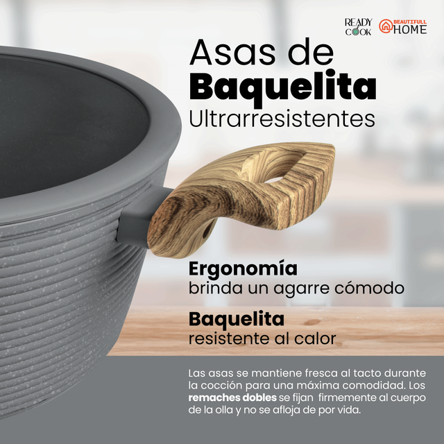 Foto 4 pulgar | Batería De Cocina Ready Cook De Mármol Antiadherente Gris 6 Pzas