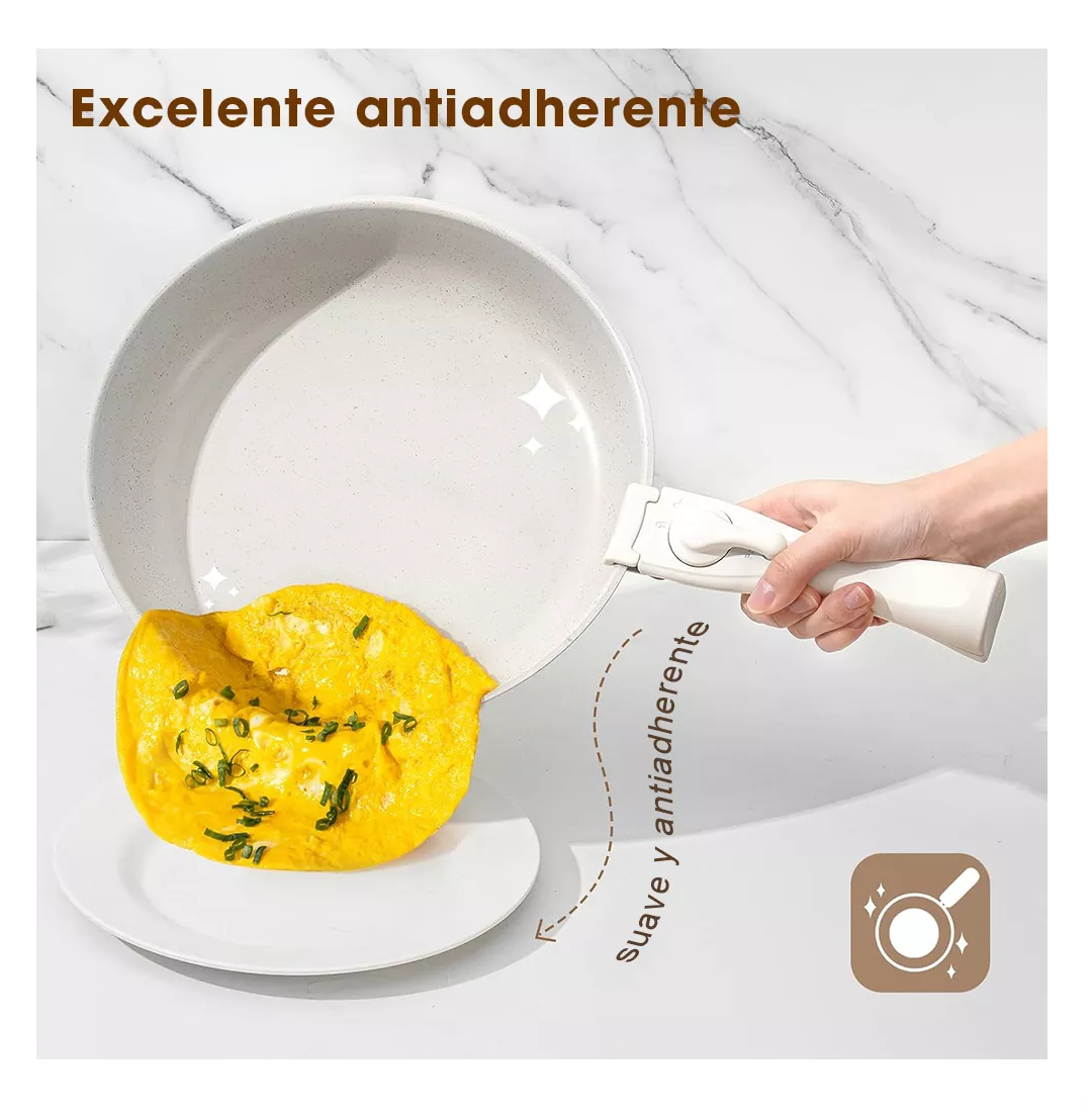 Foto 5 pulgar | Juego de Batería de Cocina Blanca Antiadherente Extraíble de 15 piezas