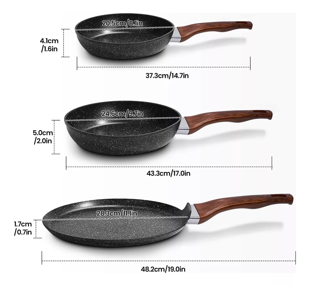 Foto 7 pulgar | Juego de 3 Piezas de Sartenes y Crepera Belug con Antiadherente Gris Oscuro