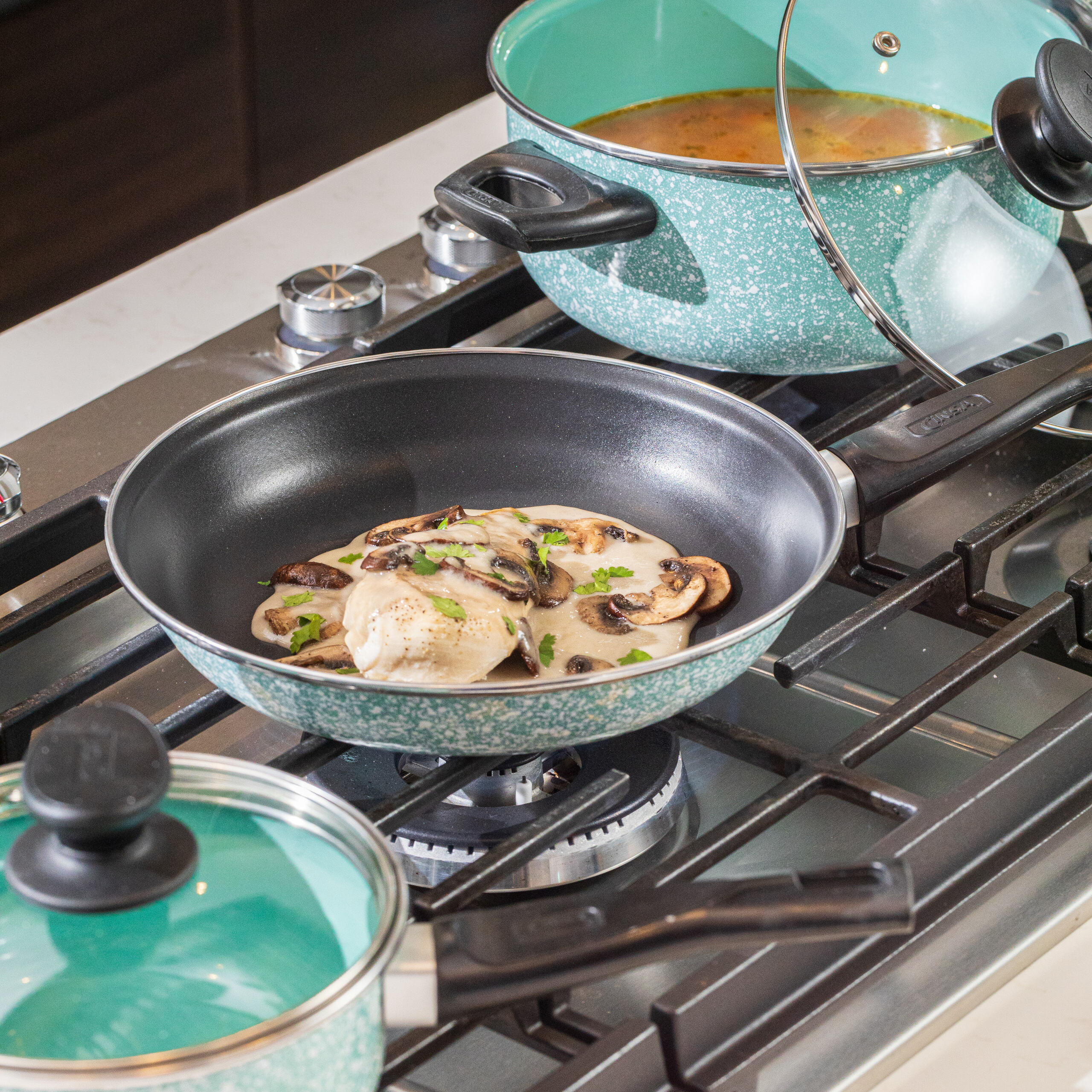 Foto 6 | Batería De Cocina Cinsa Granito Jade 12 Piezas Menta