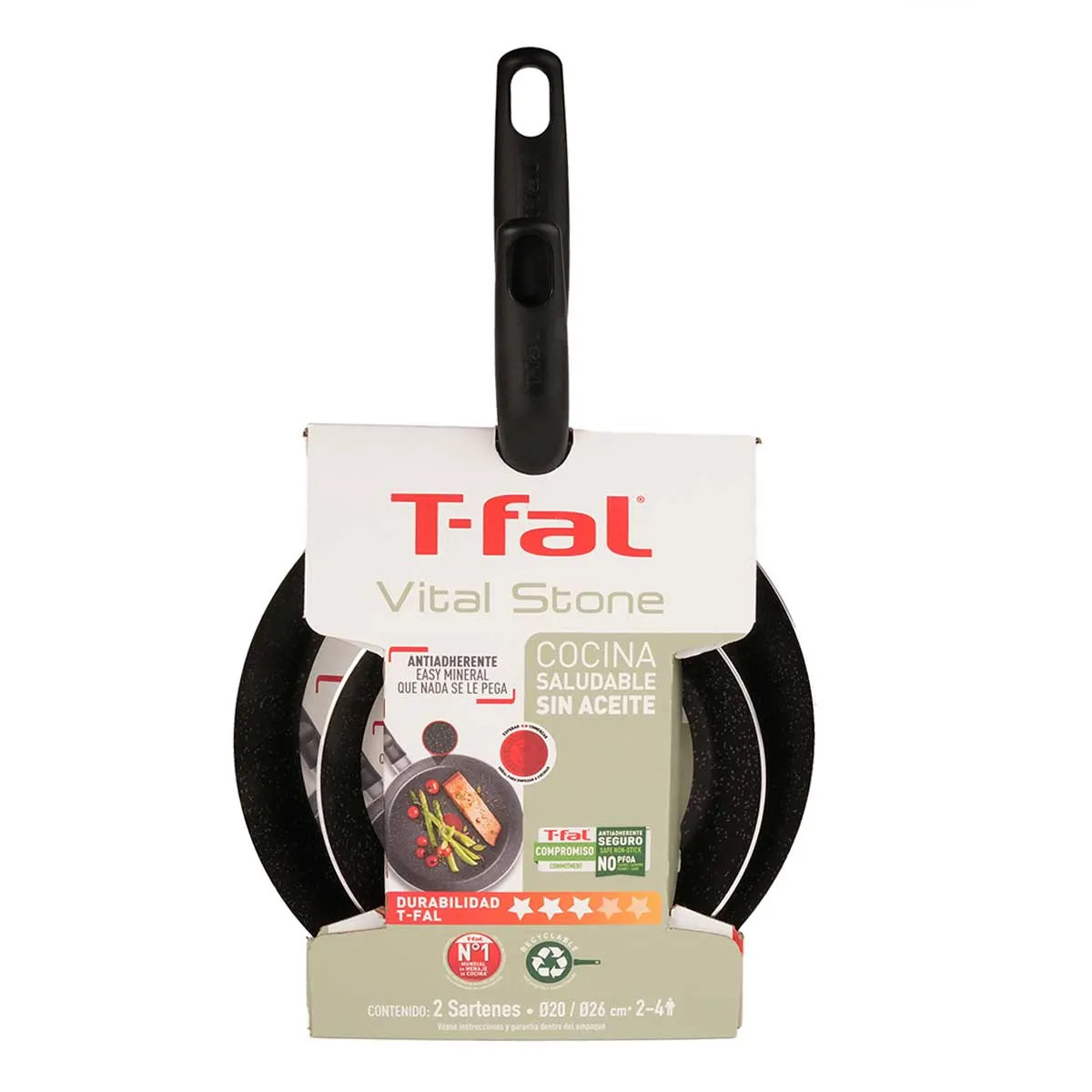 Foto 8 pulgar | 2 Sartenes T-fal Vital Stone 20 Y 26cm Antiadherente Mineral